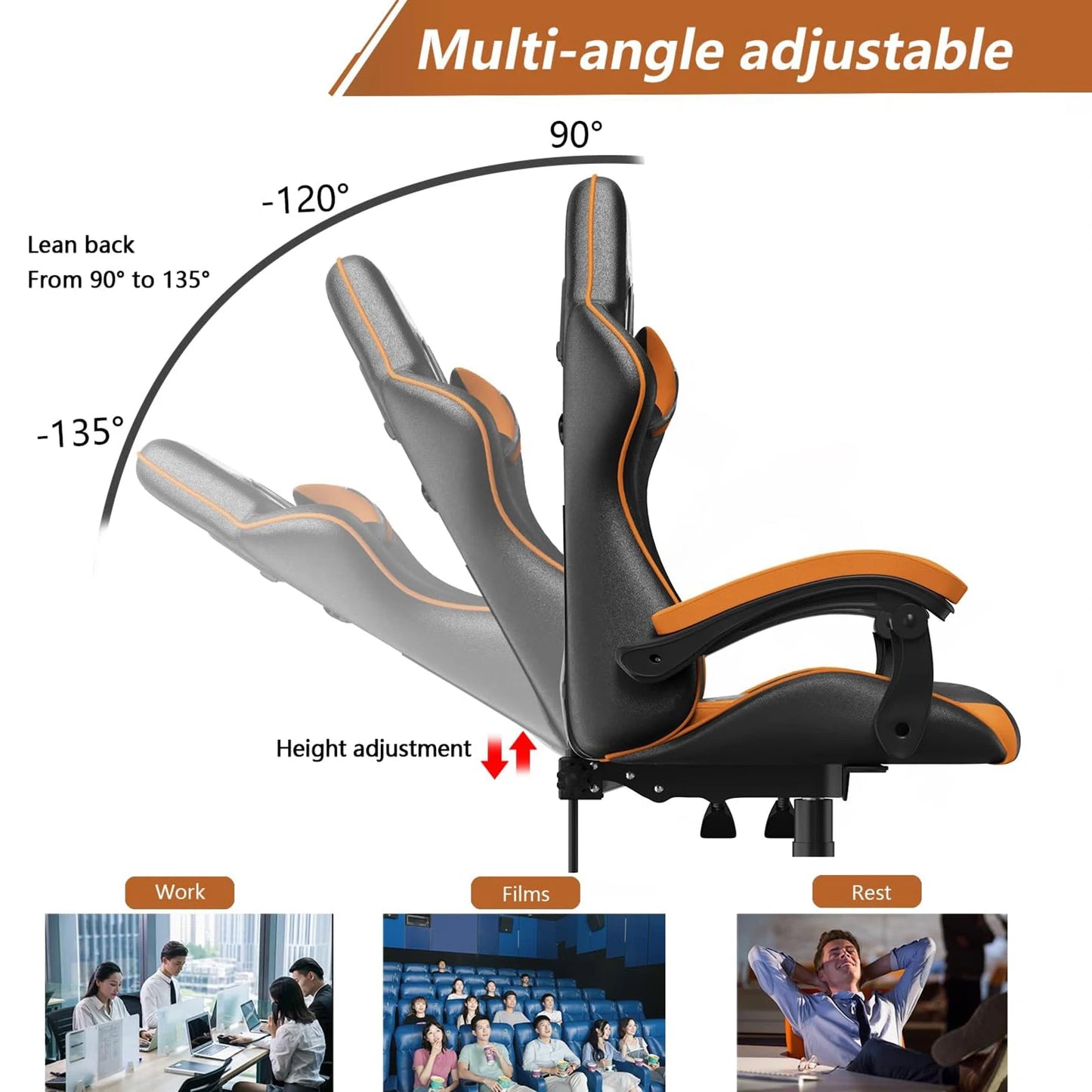 Gaming & Büro Stuhl – Ergonomischer PU-Leder Schreibtischstuhl mit Kopf- & Lendenstütze!