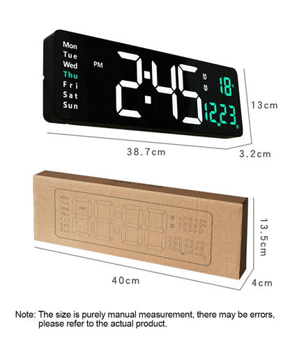 LED Digital Wanduhr mit Fernbedienung, Temperatur, Datum, Wochentage  - Smart Features