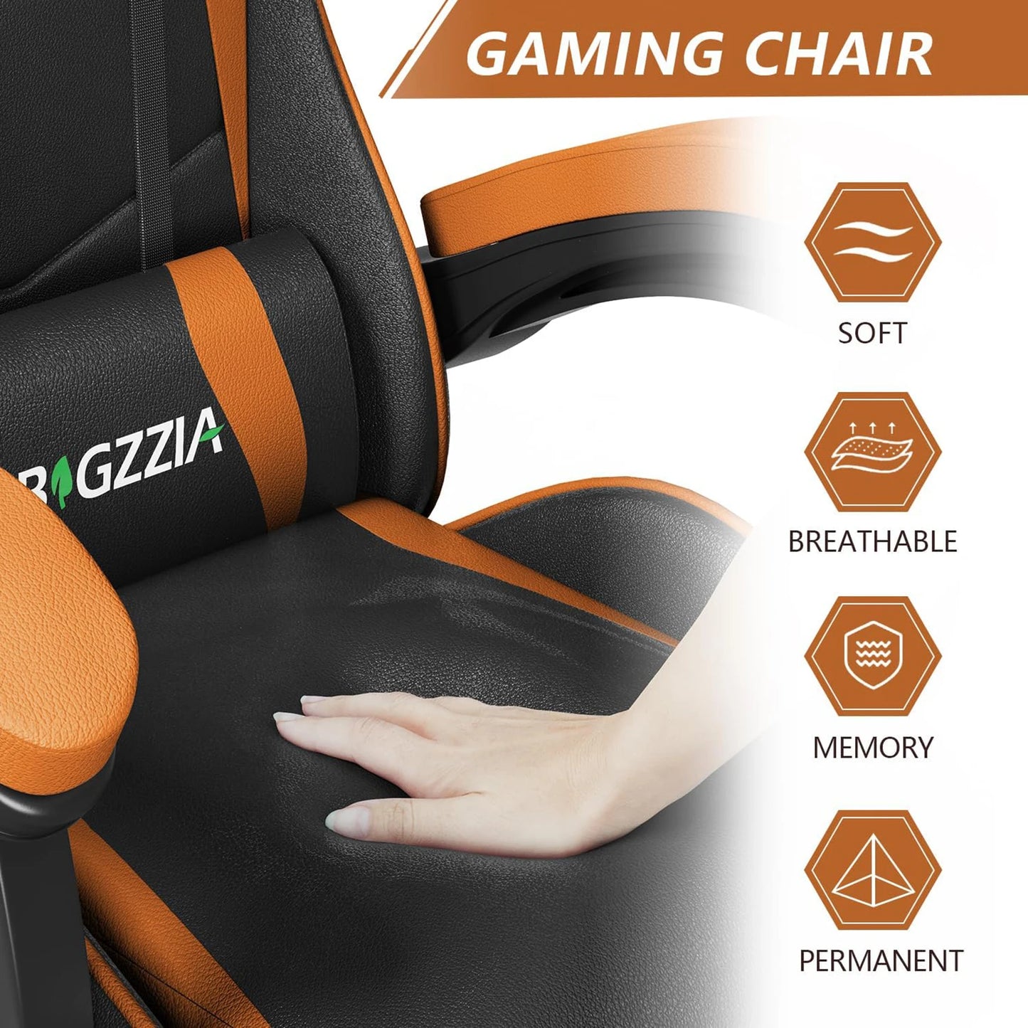Gaming & Büro Stuhl – Ergonomischer PU-Leder Schreibtischstuhl mit Kopf- & Lendenstütze!