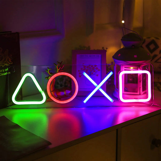 PS5 Neonschild LED Leuchtreklamen Leuchtschild Wandleuchte für Schlaf und Gaming Room Spieltaste mit ein/aus Schalter Dekoration
