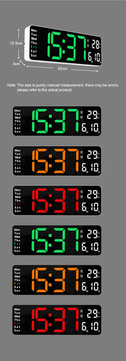 LED Digital Wanduhr mit Fernbedienung, Temperatur, Datum, Wochentage  - Smart Features