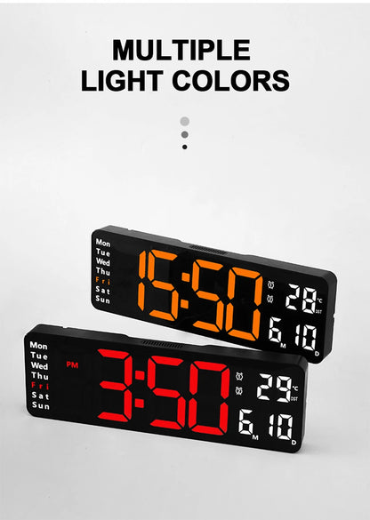 LED Digital Wanduhr mit Fernbedienung, Temperatur, Datum, Wochentage  - Smart Features