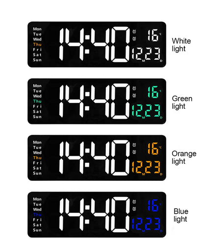 LED Digital Wanduhr mit Fernbedienung, Temperatur, Datum, Wochentage  - Smart Features