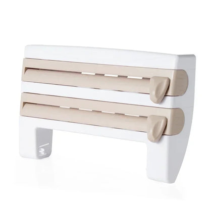 3 in 1 Küchenrollenhalter Kitchen Lagerregal, Wandhalterung Folienspender Organizer