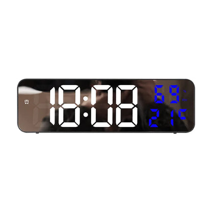 9-zoll große digitale Wanduhr Temperatur Luftfeuchtigkeit Nachtmodus 12/24H Elektronische LED-Uhr