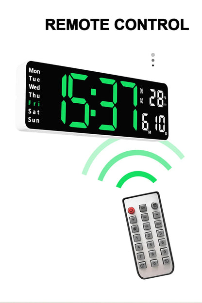 LED Digital Wanduhr mit Fernbedienung, Temperatur, Datum, Wochentage  - Smart Features