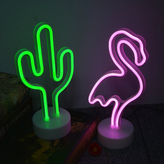 Flamingo und Kaktus Kokosnuss Baum- LED Lampe Neon Schild Wand Deko Beleuchtung Fernsehzimmer Gaming Zimmer USB oder Batteriebetrieben Deko 2025