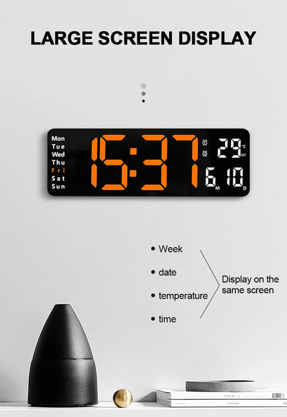 LED Digital Wanduhr mit Fernbedienung, Temperatur, Datum, Wochentage  - Smart Features