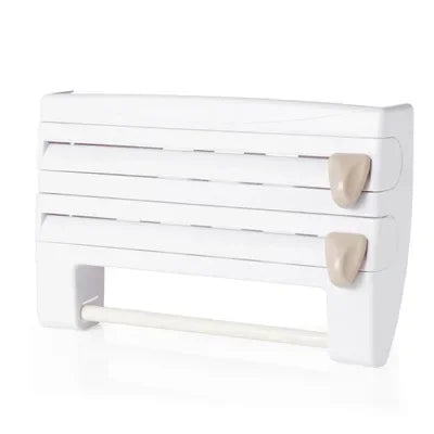 3 in 1 Küchenrollenhalter Kitchen Lagerregal, Wandhalterung Folienspender Organizer