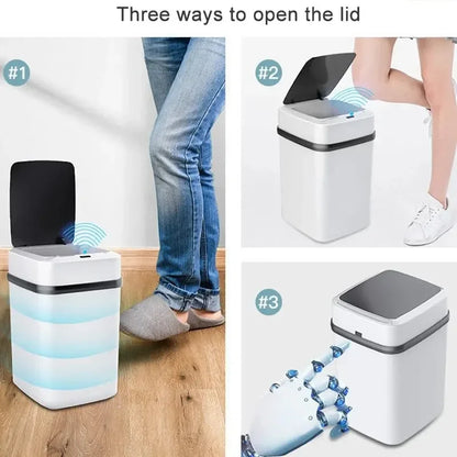 Automatischer Müllbehälter 12L – Hygienisch & Geräuschlos, Ideal für Küche, Bad und Büro