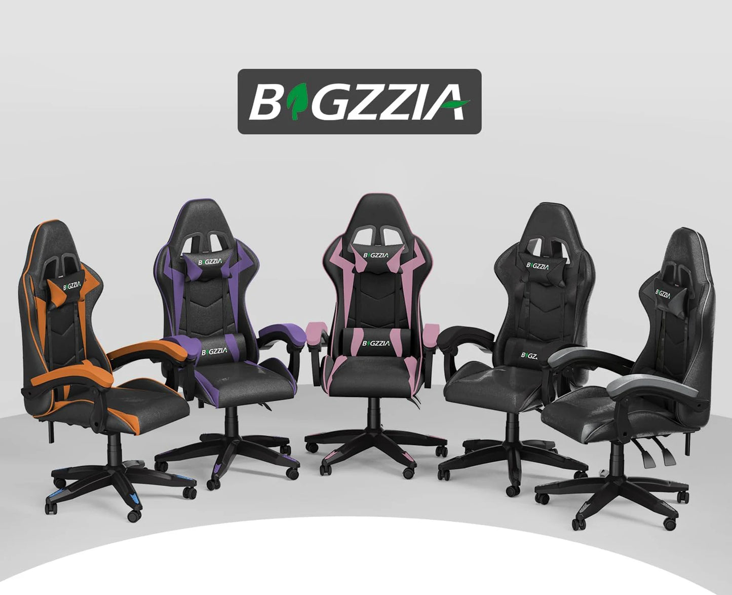 Gaming & Büro Stuhl – Ergonomischer PU-Leder Schreibtischstuhl mit Kopf- & Lendenstütze!