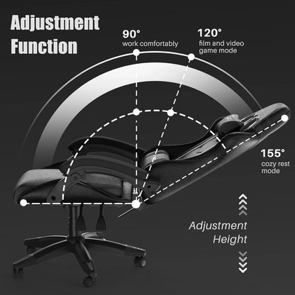 Gaming & Büro Stuhl – Ergonomischer PU-Leder Schreibtischstuhl mit Kopf- & Lendenstütze!