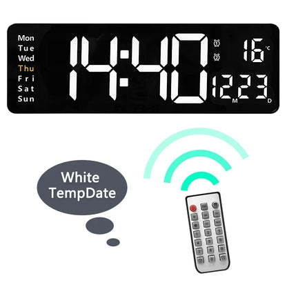 LED Digital Wanduhr mit Fernbedienung, Temperatur, Datum, Wochentage  - Smart Features