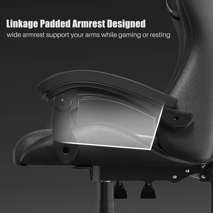 Gaming & Büro Stuhl – Ergonomischer PU-Leder Schreibtischstuhl mit Kopf- & Lendenstütze!