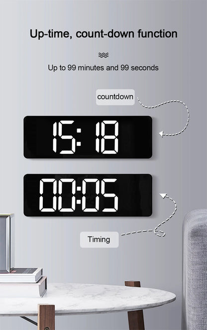 LED Digital Wanduhr mit Fernbedienung, Temperatur, Datum, Wochentage  - Smart Features