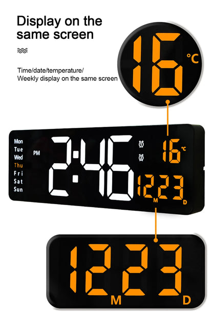 LED Digital Wanduhr mit Fernbedienung, Temperatur, Datum, Wochentage  - Smart Features