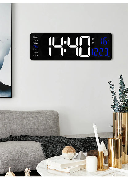 LED Digital Wanduhr mit Fernbedienung, Temperatur, Datum, Wochentage  - Smart Features
